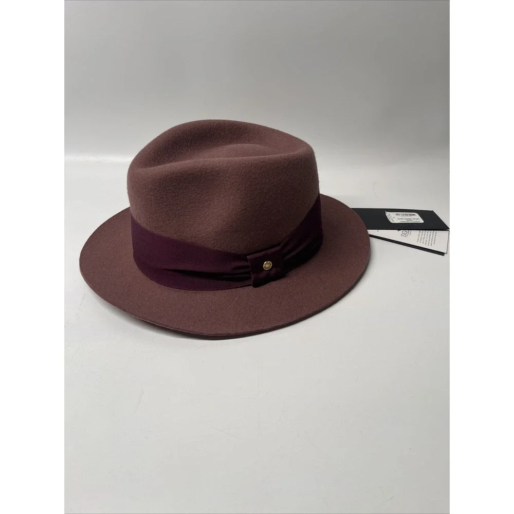 NWT Rag & Bone NY Women's Fedora Rose Hat With Trilby Drape Band Size S
